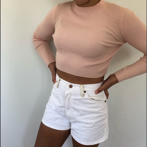 Brandy Melville Brett Mock Neck Sweater Light Pink - Picture 2 of 5
